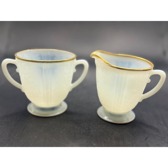 MacBeth-Evans "American Sweetheart" Monax W/ Gold Trim Creamer & Sugar Bowl Set - Picture 1 of 9